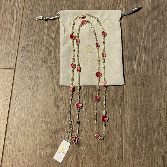 New Kendra Scott Yazmin Rose Gold Long Necklace Berry Mix NWT - Picture 2 of 7
